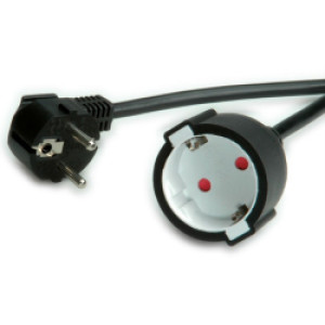 Naponski produžni kabel, schuko utičnica, 3.0m, crni